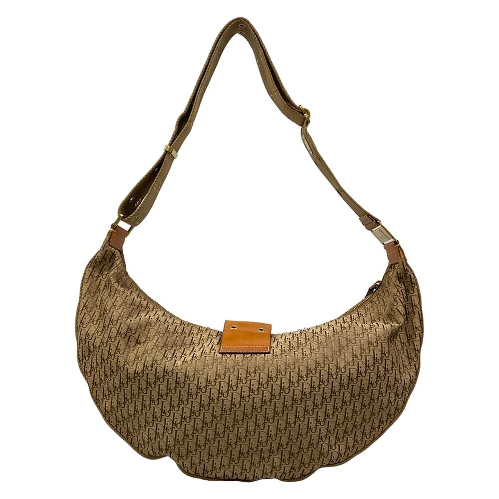 Christian Dior Street Chic/Trotter Shoulder Bag Beige Brown Jacquard Leather - Picture 3 of 15